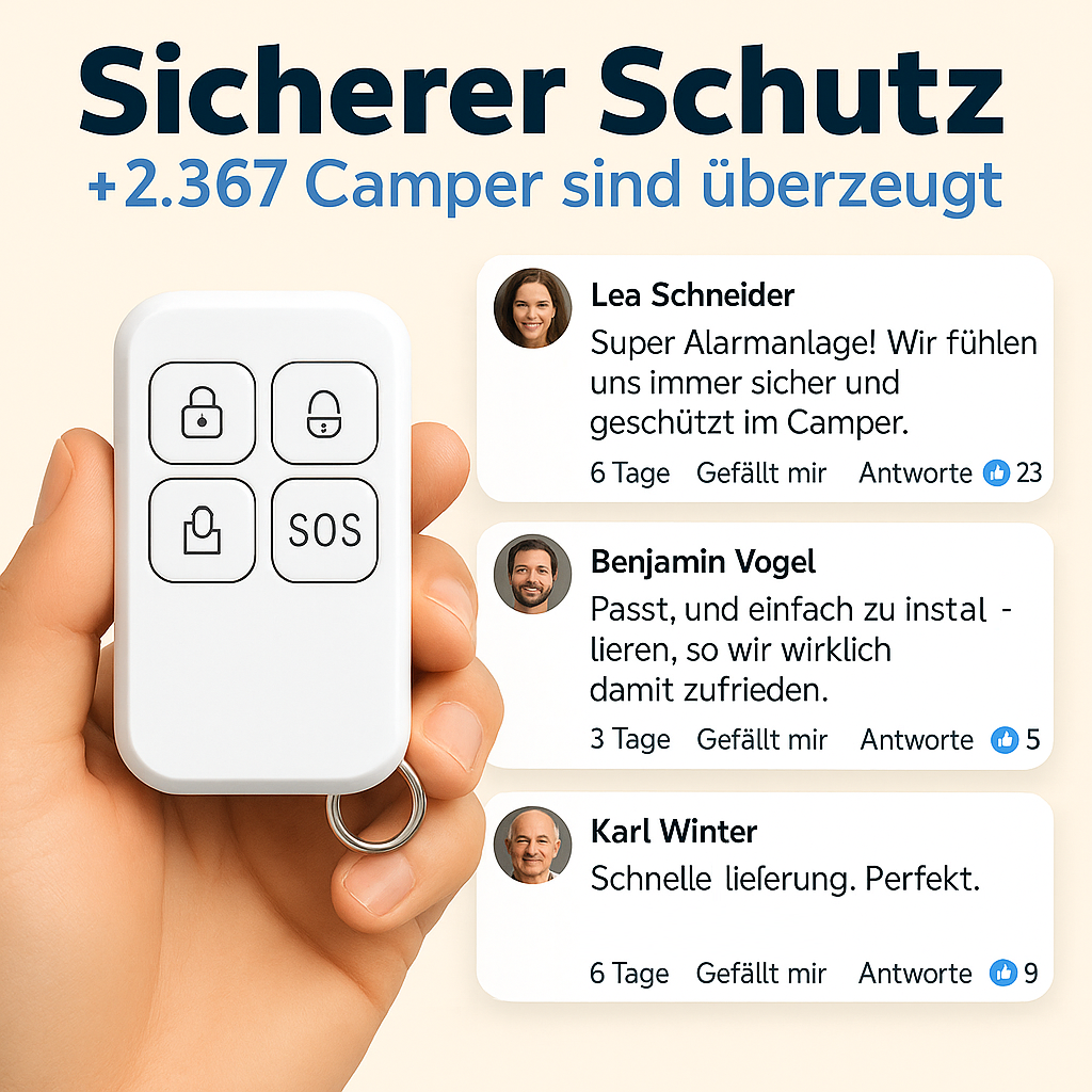 CAMPSAVE™ Alarmanlagen Set für Wohnmobil & Wohnwagen GSM LTE Funk Sirene kabellos