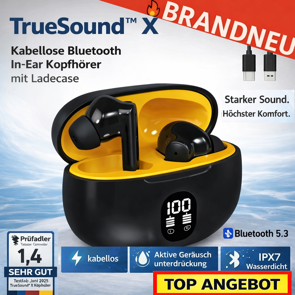 TrueSound™ X - Wireless Bluetooth Kopfhörer In-Ear Ohrhörer Kabellos m. Ladecase