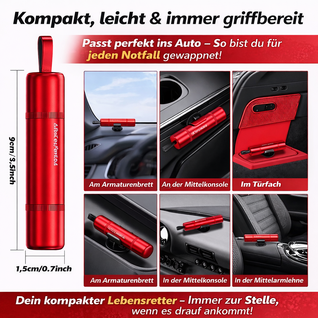 Safety First 24™ Notfallhammer Nothammer Gurtschneider Fensterbrecher Original