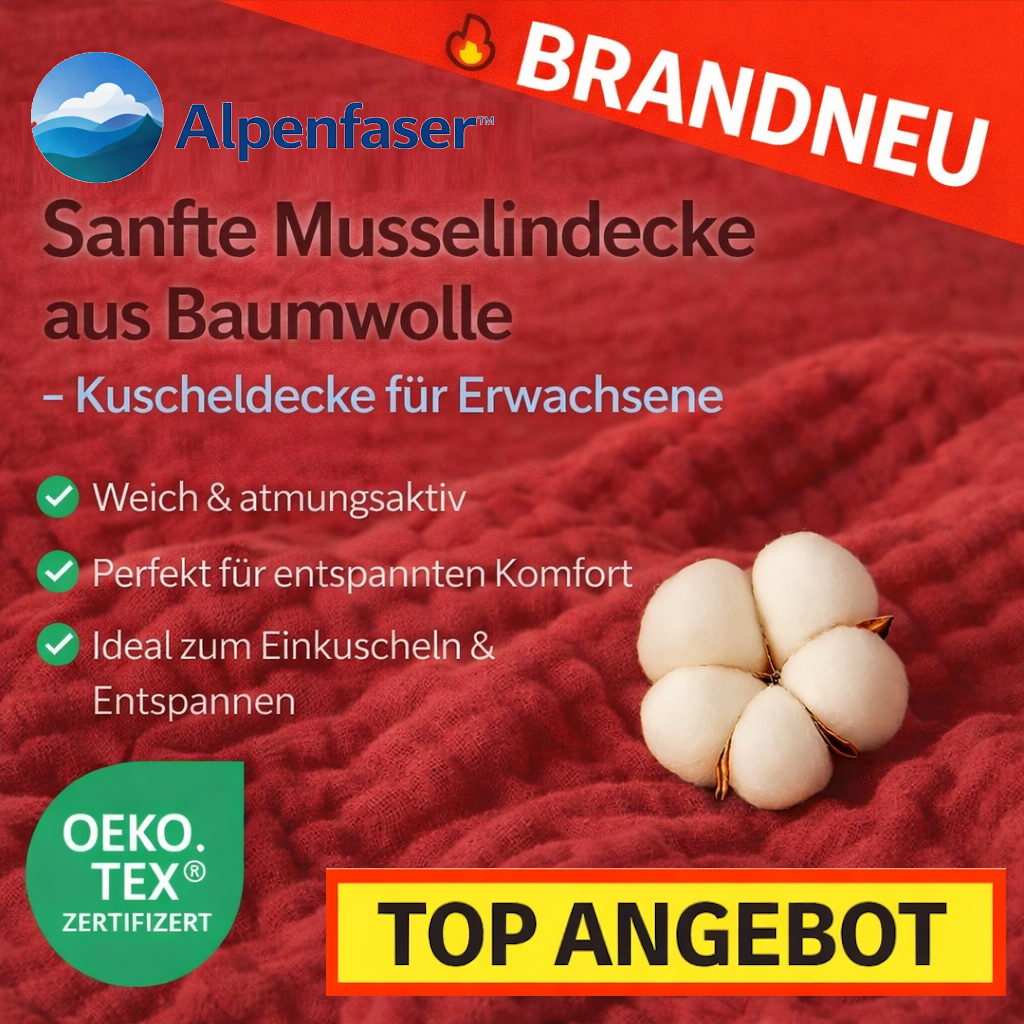 Alpenfaser™ Sanfte Musselindecke Kuscheldecke Erwachsene & Kinder aus Baumwolle