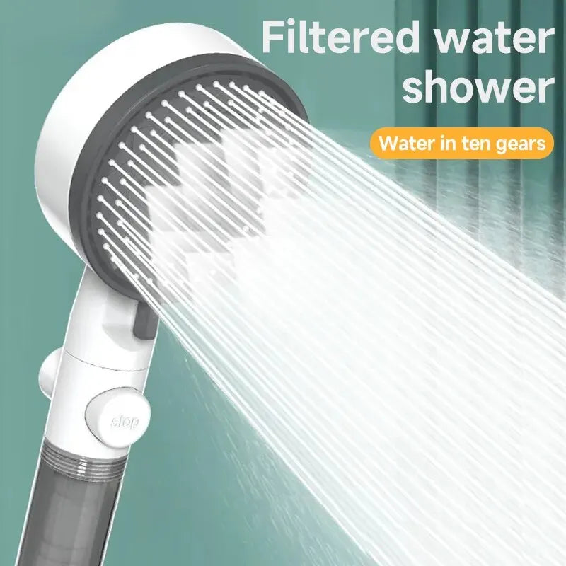 Duschkopf mit Filter 8 Modi einstellbar Hochdruck Wassersparend Stopp-Funktion