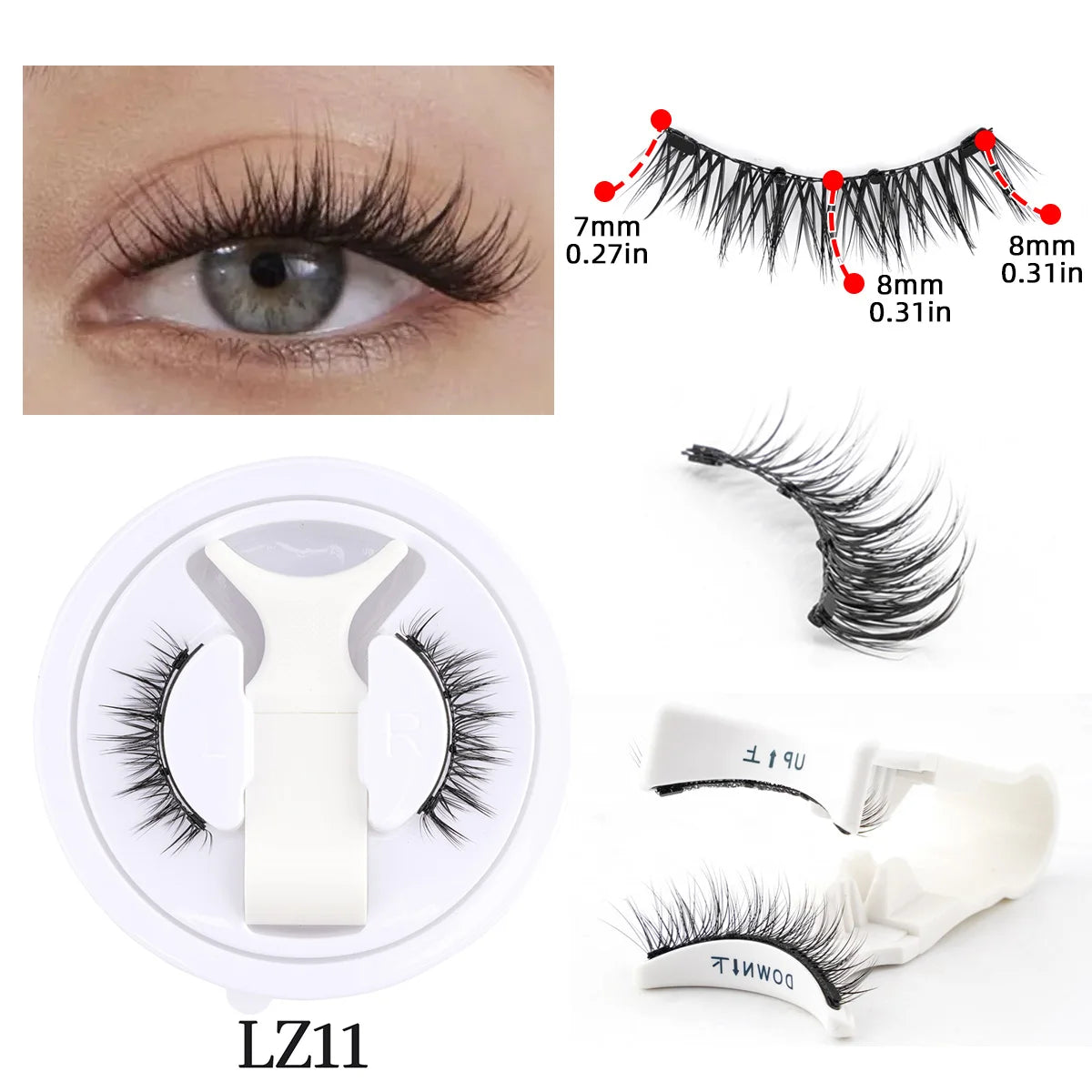 Fluffige magnetische Wimpern Set Wiederverwendbar mit Applikator natürliche Volumen echten Look