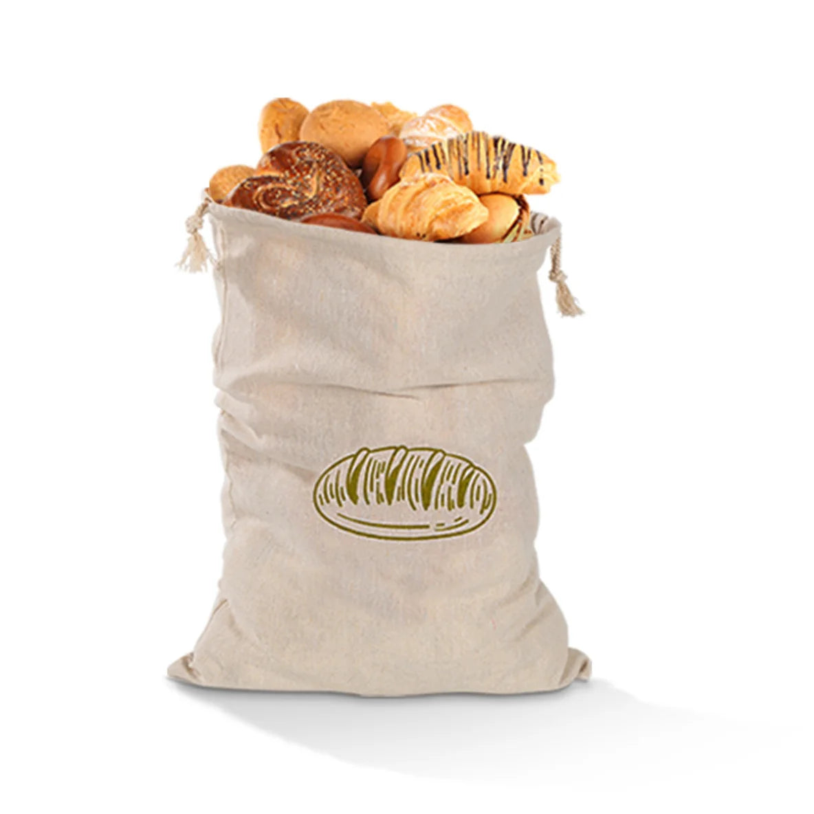 Brotbeutel Leinen wiederverwendbar mit Kordelzug für Baguette & Laib Aufbewahrung