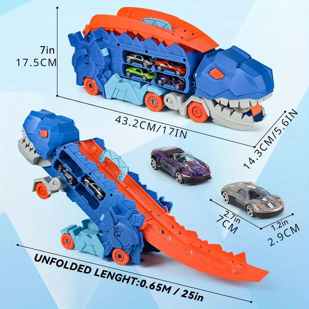 Dinosaurier Transport LKW mit Rennstrecke Spielzeug Geschenk DE.