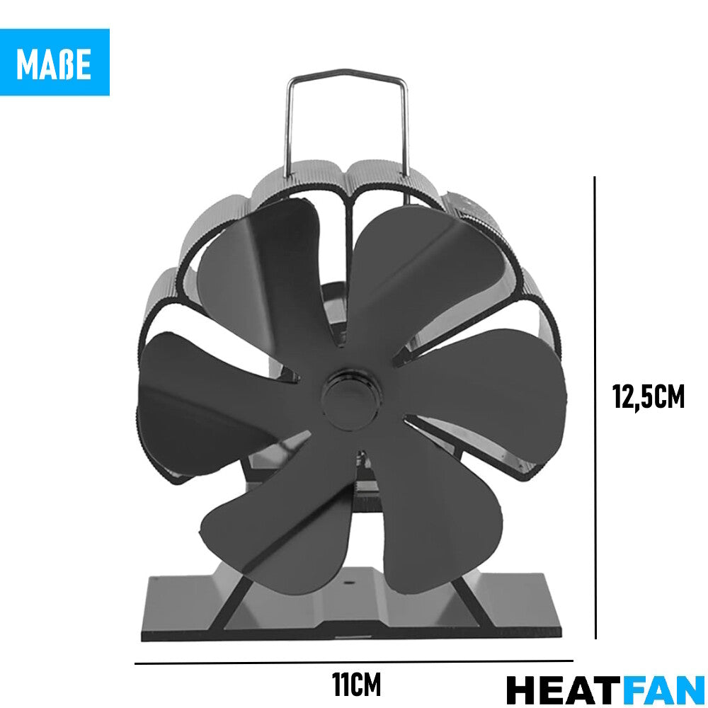 HEATFAN Ofenventilator Kaminofen Ventilator Stromloser Lüfter Gebläse 6-Flügel