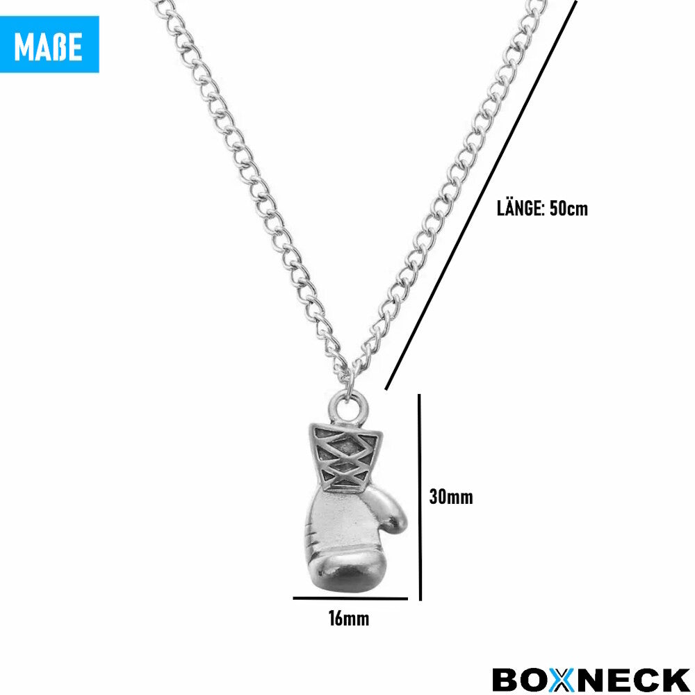 BOXNECK Boxhandschuh Halskette Edelstahl Boxen Punk Rock Kette in Silber / Gold