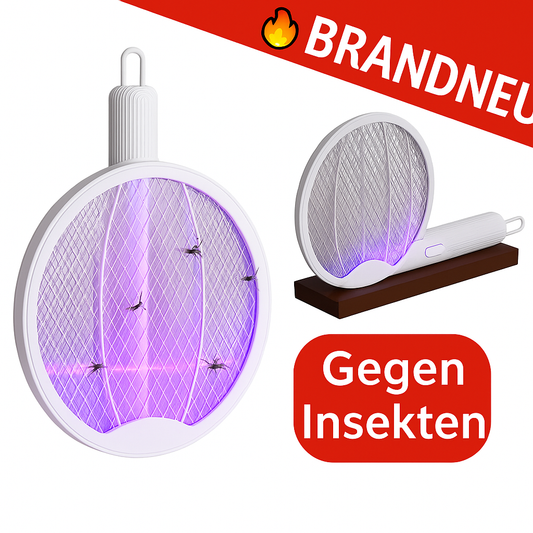 3-in-1 Elektrischer Mückenkiller – Klappbar, Fliegenklatsche, UV-Falle, Wandmontage