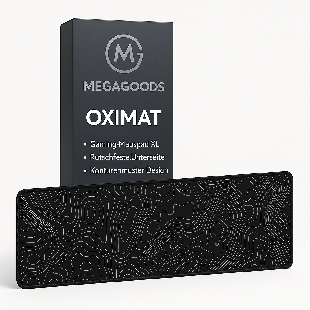 Gaming Mauspad XL 80x30 cm rutschfest Schwarz-Weiß Muster DE.