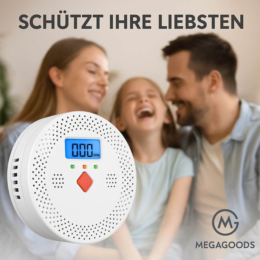 WiFi CO-Melder Smart Alarm LCD Display Tuya 85dB Überwachung DE.