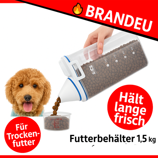 Futterbehälter 1,5kg luftdicht Trockenfutterbox Hund Katze mit Messbecher