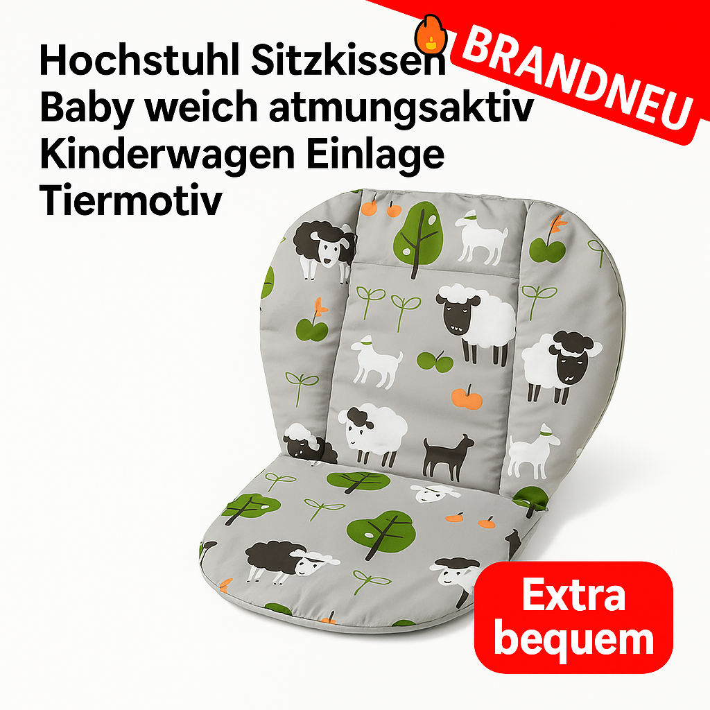 Hochstuhl Sitzkissen Baby weich atmungsaktiv Kinderwagen Einlage Tiermotiv