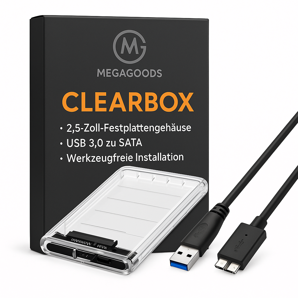 Externe Festplattengehäuse USB 3.0 SATA III 2,5 Zoll HDD SSD DE.