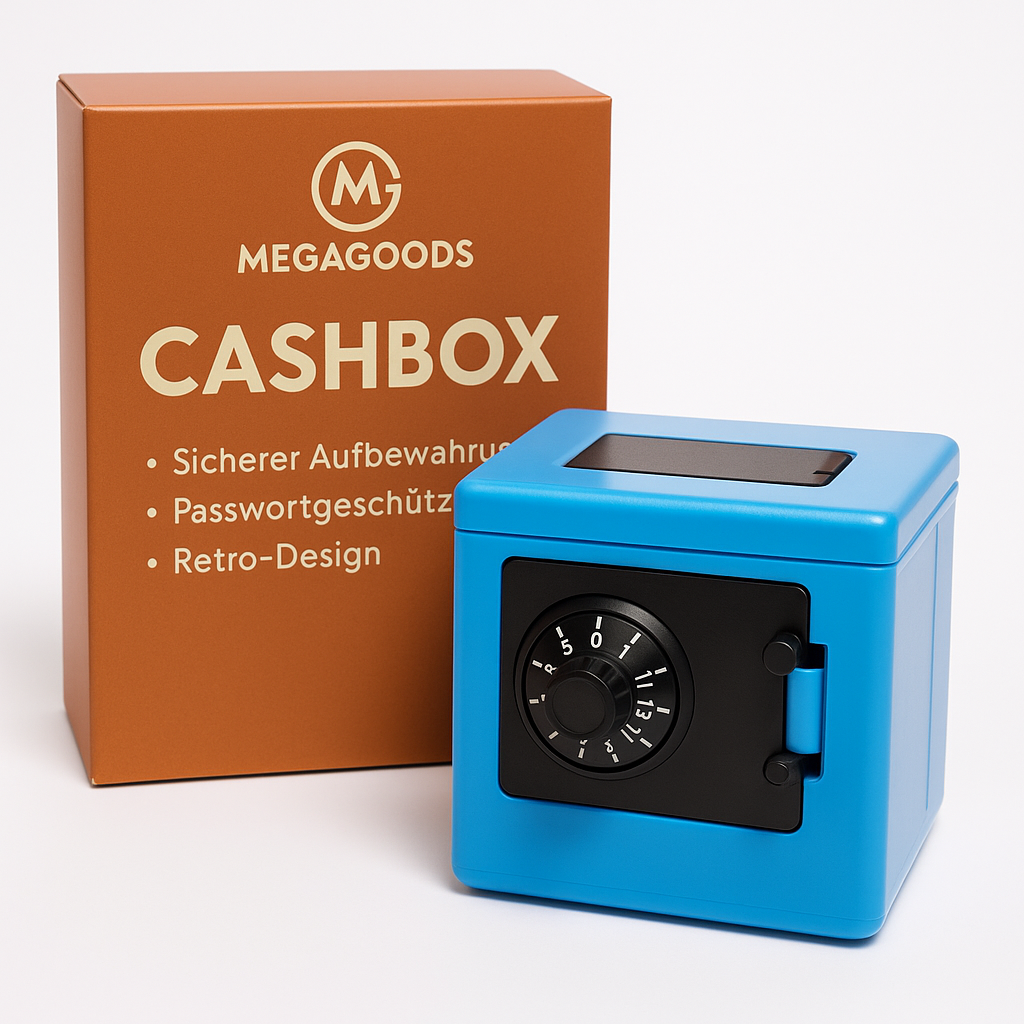 Mini Bank Spardose Retro ATM Tresor mit Code für Münzen und Scheine DE.