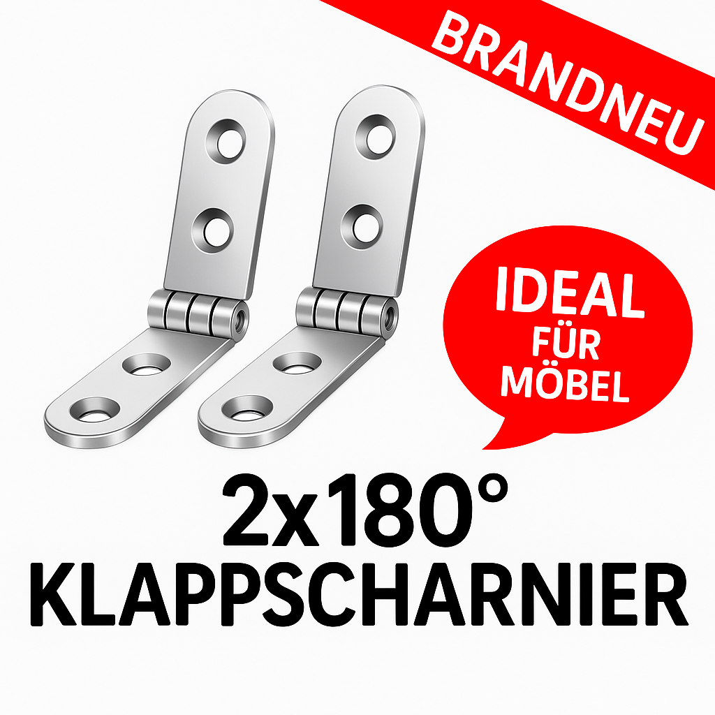 2x 180° Klappscharnier rund für Nähmaschinenschrank Möbel Scharnier klappbar