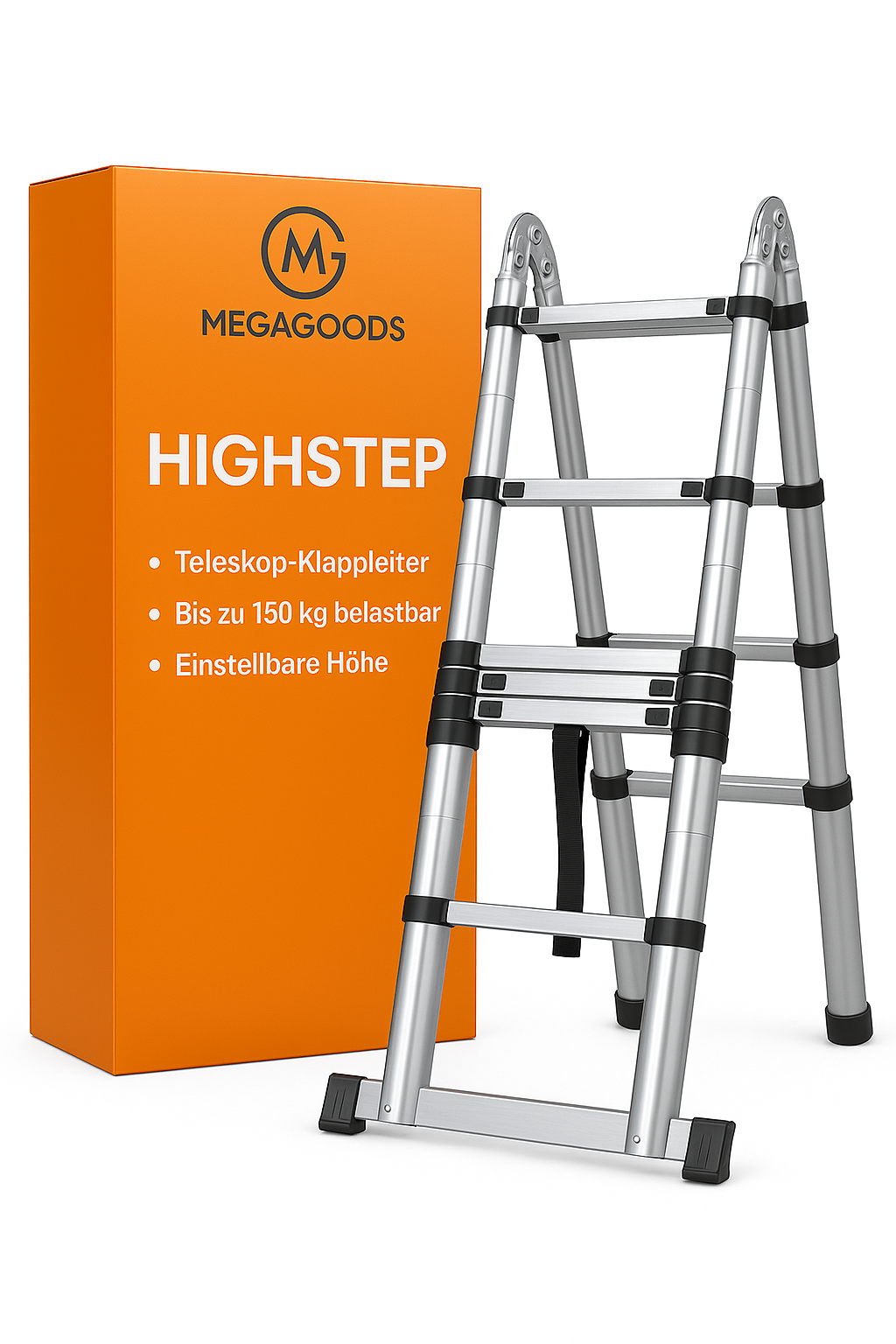 5M Teleskop Klappleiter Edelstahl Leiter ausziehbar bis zu 150kg DE.