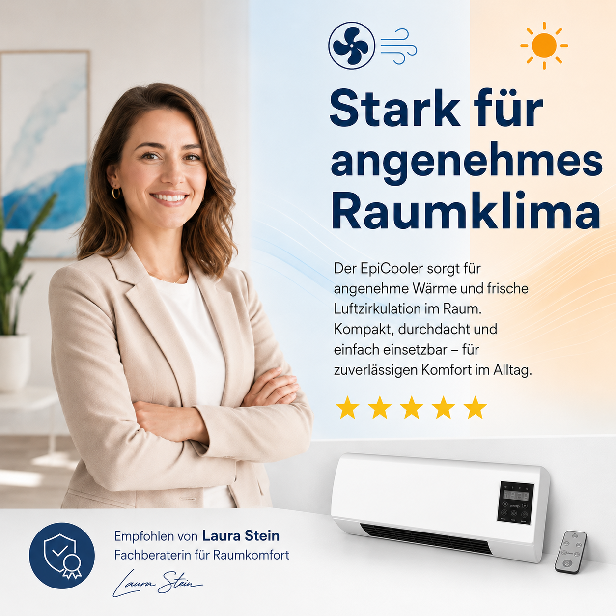 EpiCooler™ Mobiler Luftumwälzer Ventilator Heizer Heizlüfter 2in1 Luftzirkulator