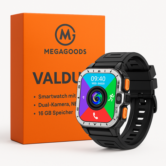 Valdus PGD Smartwatch Herren GPS 16GB 2GB NFC 4G Dual-Kamera DE.