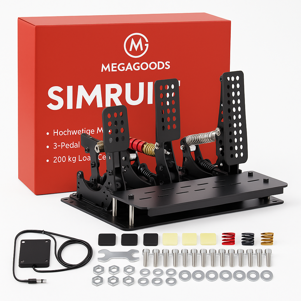 SimRuito Sim Racing Pedale Cockpit Metall PC 200 kg Load-Cell DE.