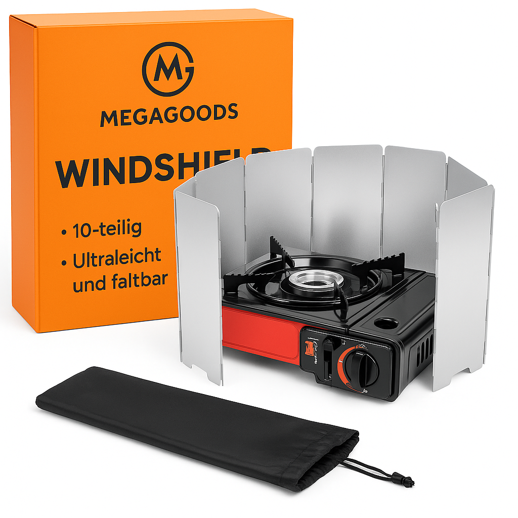 Camping Windschutz 10-teilig Alu ultraleicht faltbar Outdoor DE.