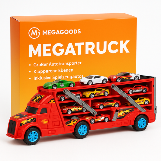 Großer Kinder-Transformer-Truck mit Rennstrecke Spielzeug DE.