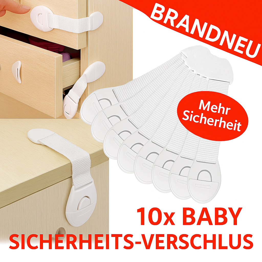 10x Baby Sicherheitsverschluss Schrank Türschloss Kindersicherung Schublade Gürtel