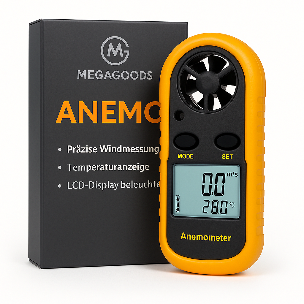 Digital Anemometer Windmesser 0-30 m/s Luftstrom LCD beleuchtet DE.