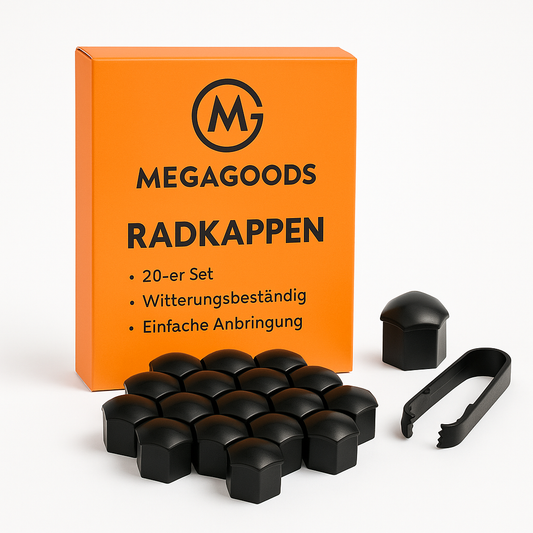 20er Set Radmutterkappen 17 19 21 mm Schwarz Kunststoff DE.