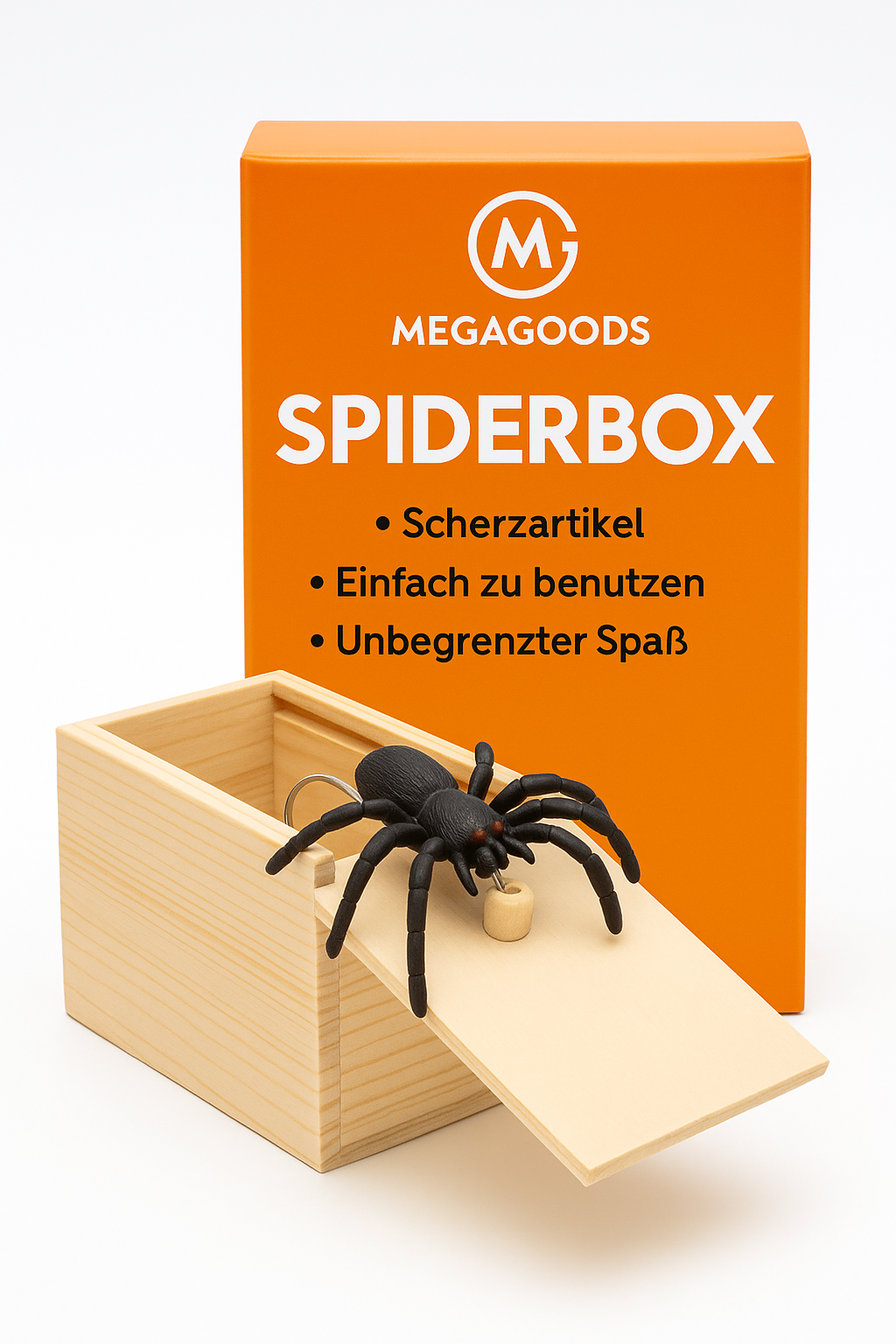 Holzbox Spinne Scherzartikel Spaßspielzeug Prank Gag DE.