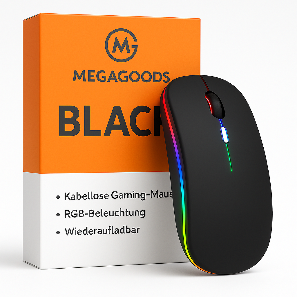 RGB Wireless Gaming Maus Bluetooth wiederaufladbar LED 3600 DPI DE.