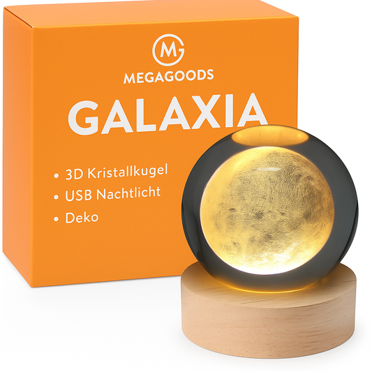 3D Kristall Lampe mit Galaxie-Projektion USB Nachtlicht Deko DE.