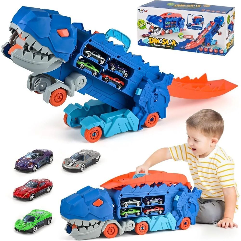 Dinosaurier Transport LKW mit Rennstrecke Spielzeug Geschenk DE.