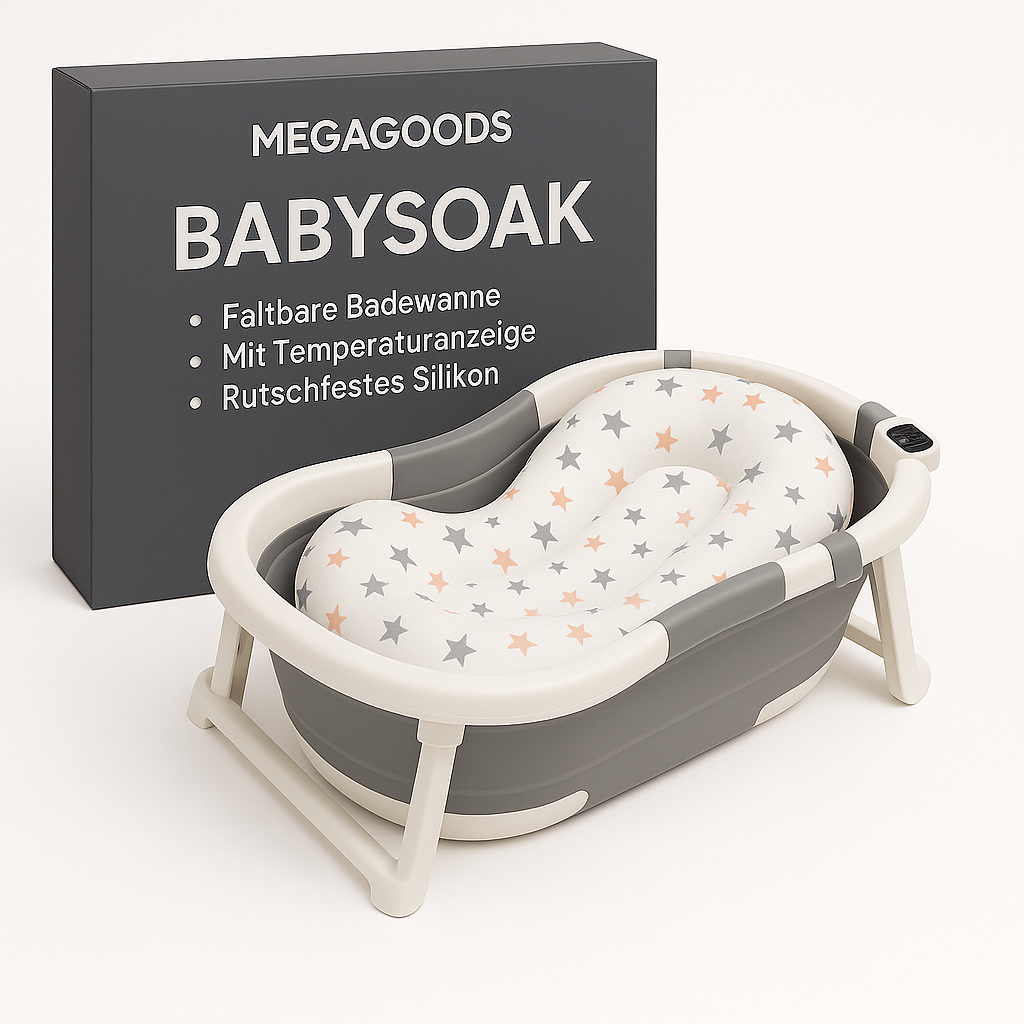 Baby Faltbare Badewanne mit Temperaturanzeige rutschfest Silikon DE.
