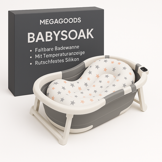 Baby Faltbare Badewanne mit Temperaturanzeige rutschfest Silikon DE.