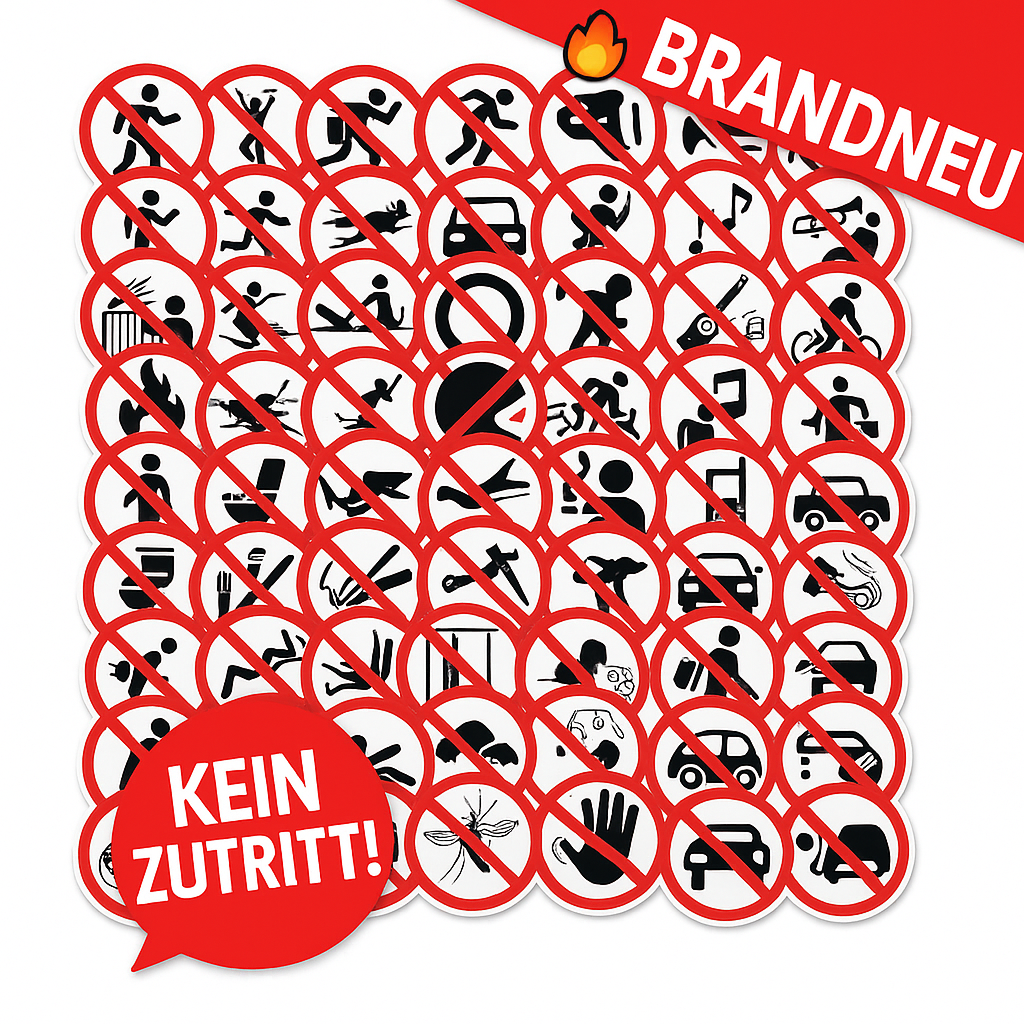 62er Sticker-Set – Humorvolle &amp; praktische Verbotsschilder für jeden Anlass
