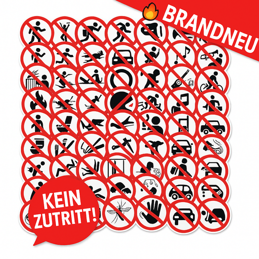 62er Sticker-Set – Humorvolle &amp; praktische Verbotsschilder für jeden Anlass