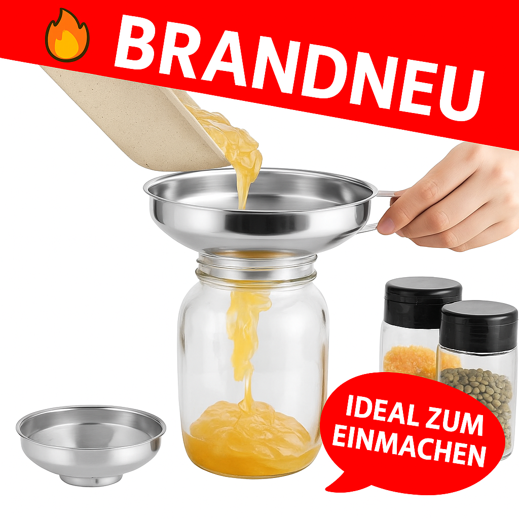 Edelstahl Einfülltrichter breit mit Sieb für Einmachgläser Öl Wasser Gewürze