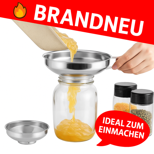 Edelstahl Einfülltrichter breit mit Sieb für Einmachgläser Öl Wasser Gewürze