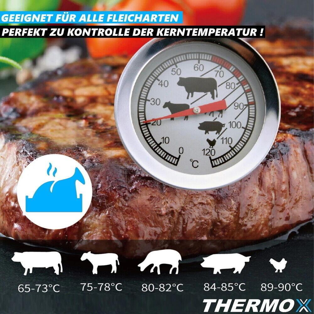 THERMOX Fleisch Thermometer Grill Steak Braten Backofen Thermometer Edelstahl
