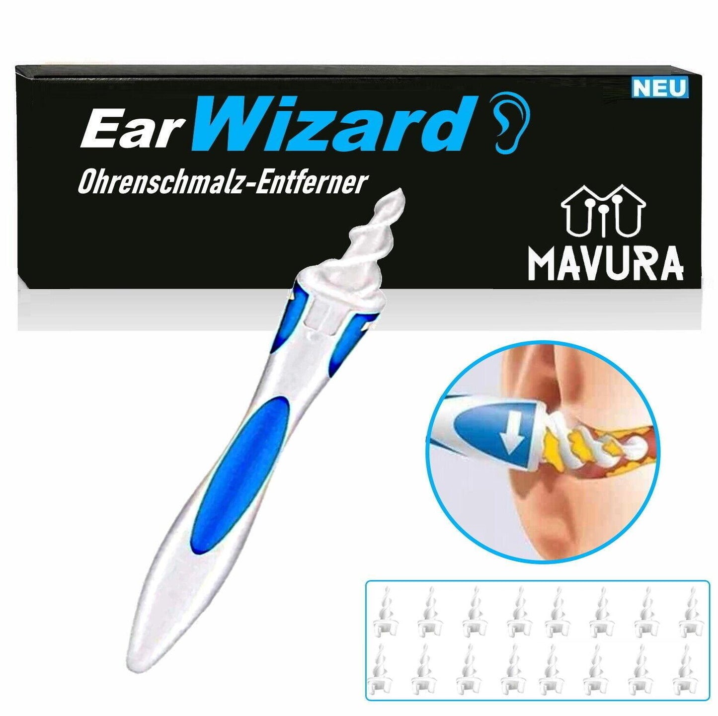EARFIX Ohrenschmalz Entferner Ohrenreiniger Spirale Ohrreiniger Silikon