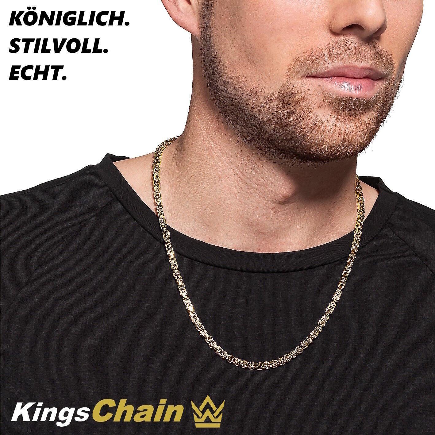 KINGSCHAIN Königskette Panzerkette Gold Herren Edelstahl Byzantiner Halskette