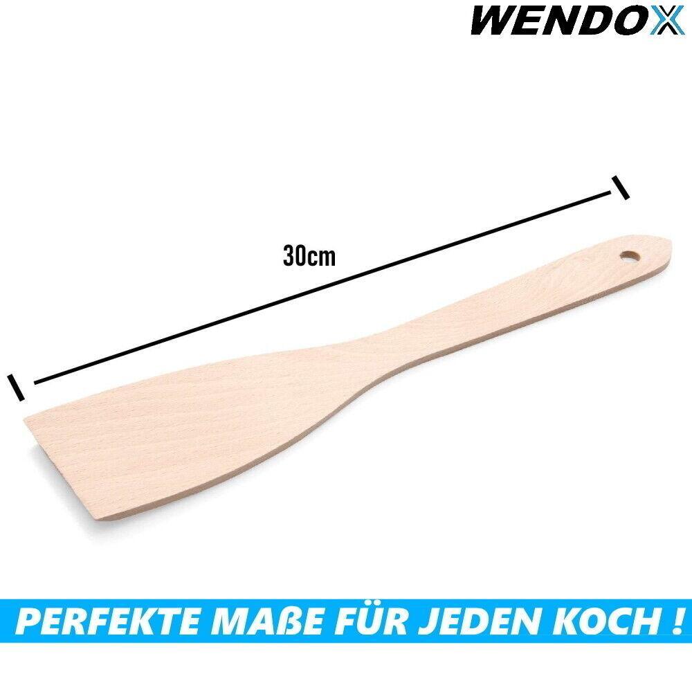 WENDOX Pfannenwender Bratenwender Holzschaber 2er Set [mit & ohne Schlitz]