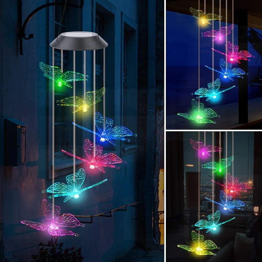Solar LED Windspiel Solarleuchte Solar Farbwechsel Schmetterlinge Lichtspiel
