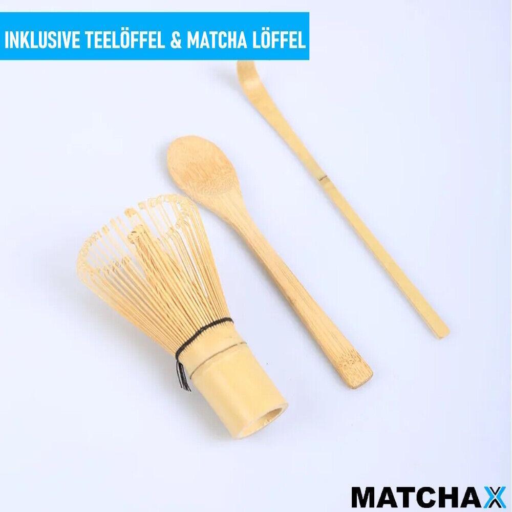 MATCHAX Matcha Besen Set Bambusbesen Chasen Teelöffel Chashaku Teezeremonie 3tlg