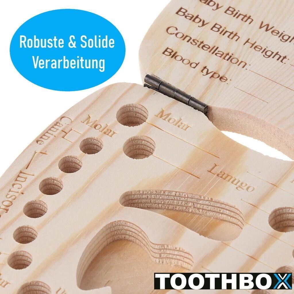 TOOTHBOX Milchzahndose Holz Zahndose Mädchen Jungen Baby Zahnbox Erinnerungsbox