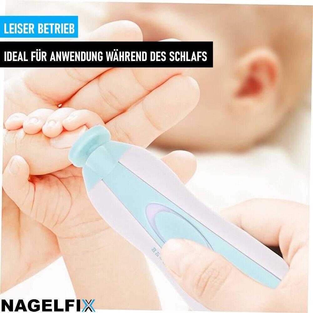 NAGELFIX Elektrische Nagelfeile Baby Nageltrimmer Nagelknipser Nagelschere Set