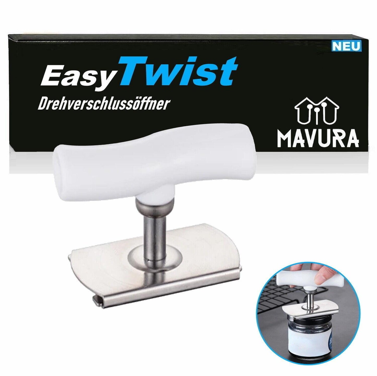 EasyTwist Deckelöffner Glasöffner Schraubdeckelöffner Drehverschlussöffner weiß