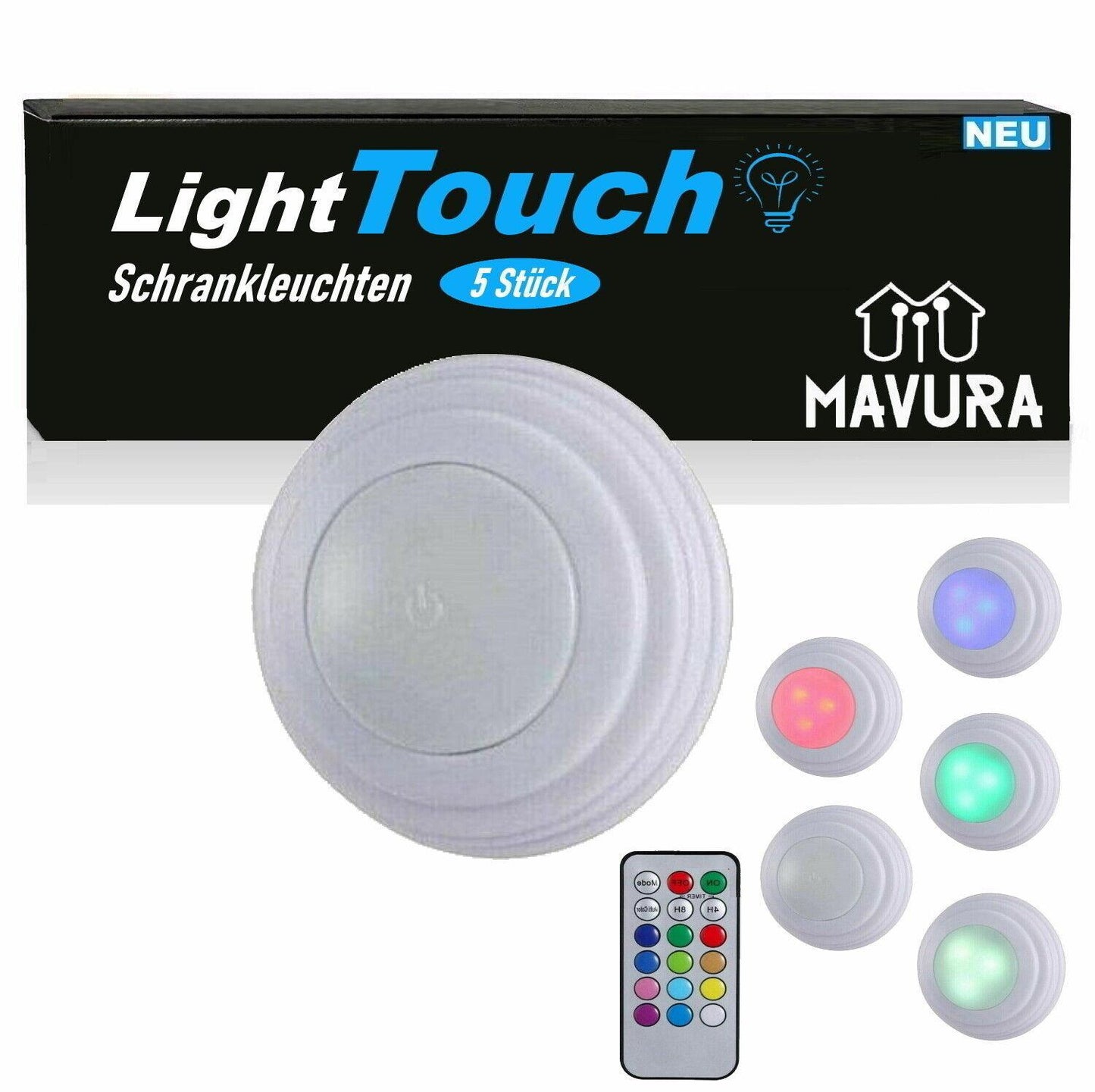LightTouch RGB Schrankleuchten Color 5 Stück kabellose LED Leuchte Tap Click