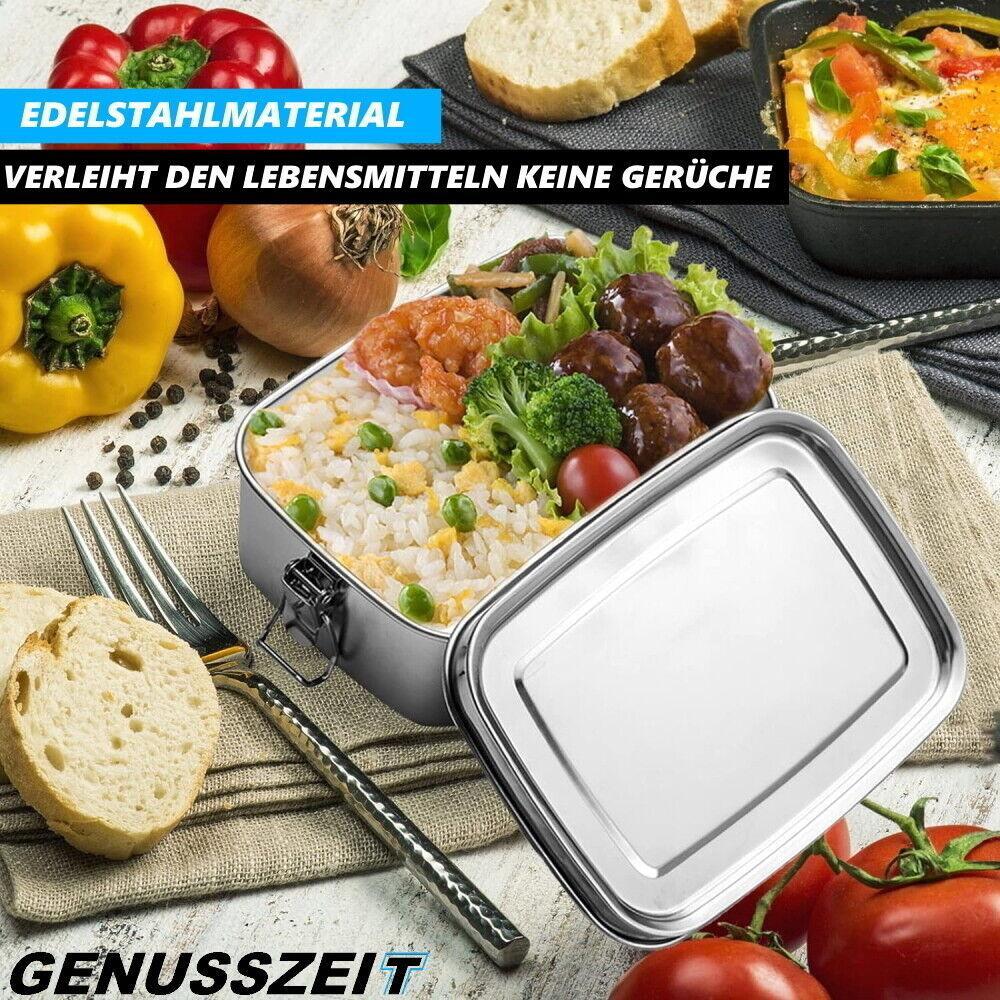 GENUSSZEIT Edelstahl Brotdose Lunchbox Frühstücksbox Holzfällerbox mit Griff