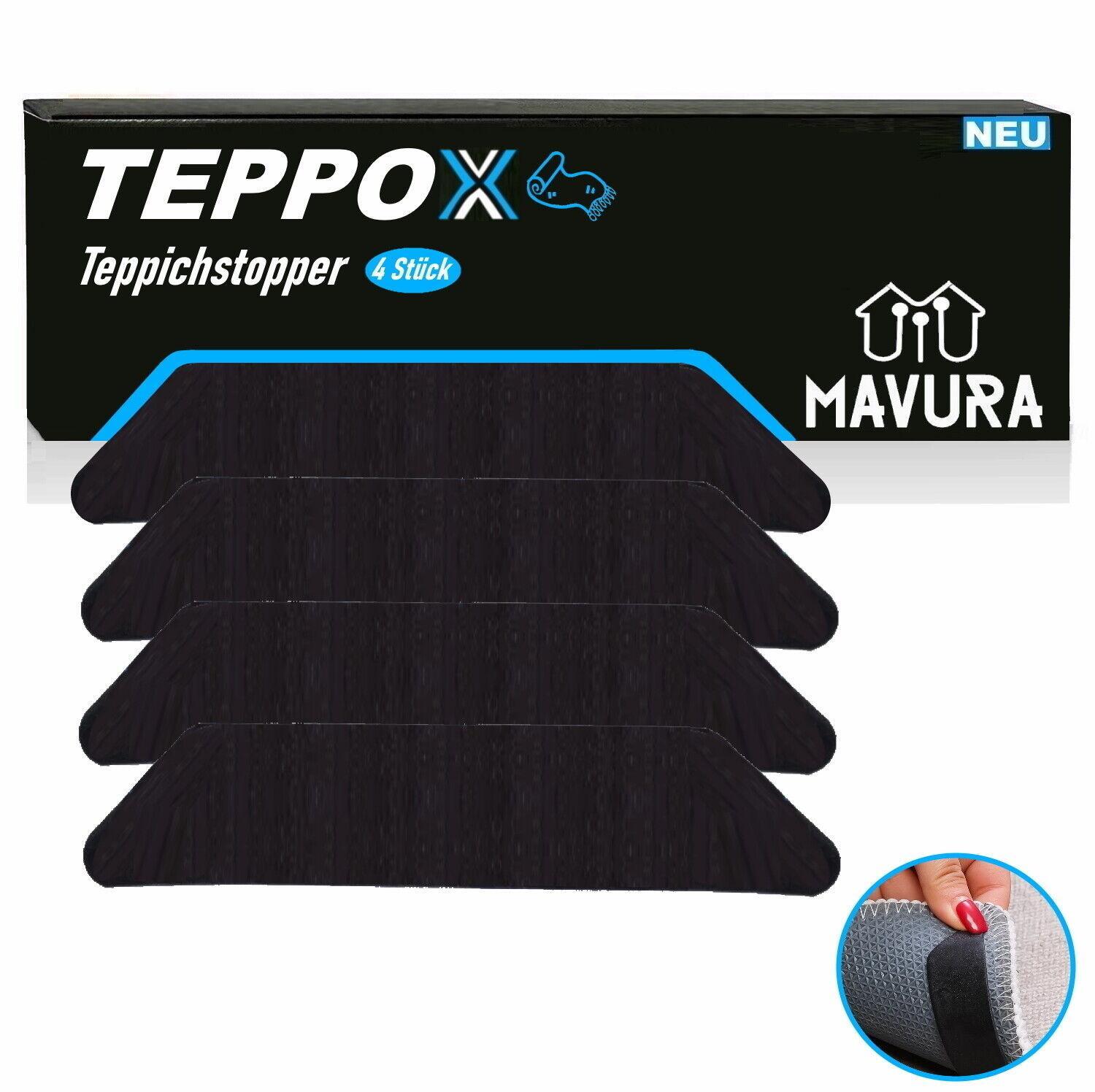 TEPPOX Teppichstopper Anti-Rutsch Aufkleber Stopper Pads Teppichgreifer [4er]