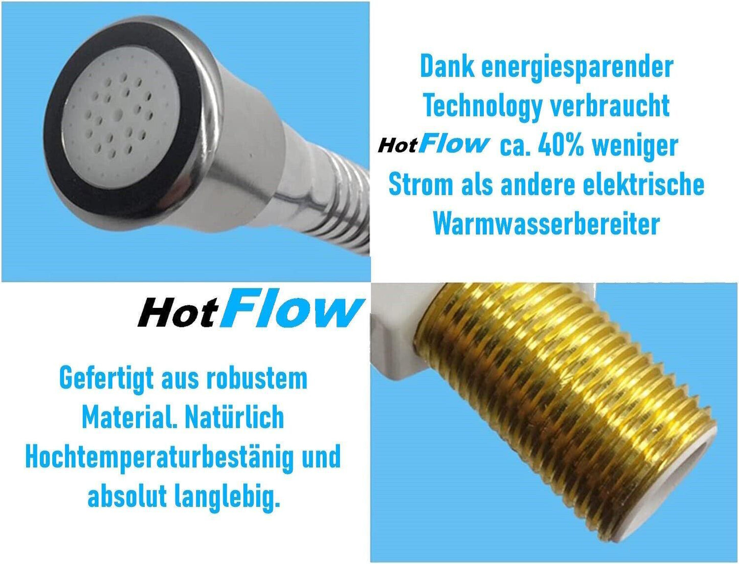 HotFlow Durchlauferhitzer elektrischer Wasserhahn Küche Bad LED Temperatur
